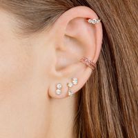1 Pair Simple Style Star Water Droplets Inlay Sterling Silver Copper Artificial Diamond Ear Studs main image 2