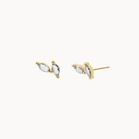 1 Paire Style Simple Couleur Unie Incruster Argent Sterling Le Cuivre Zircon Boucles D'oreilles main image 4