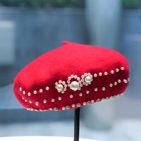 Women's Sweet Solid Color Pearl Eaveless Beret Hat sku image 3
