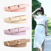 Cute Sweet Simple Style Solid Color Pu Leather Alloy Plating Women's Leather Belts main image 1