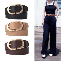 Elegant Basic Simple Style Solid Color Pu Leather Alloy Plating Women's Leather Belts main image 1