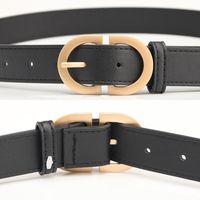 Elegant Basic Simple Style Solid Color Pu Leather Alloy Plating Women's Leather Belts main image 2