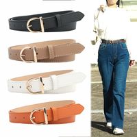 Basic Lady Simple Style Solid Color Pu Leather Alloy Women's Leather Belts main image 6