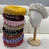 Women's Simple Style Solid Color Pearl Beret Hat main image 1