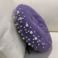 Women's Simple Style Solid Color Pearl Beret Hat sku image 7