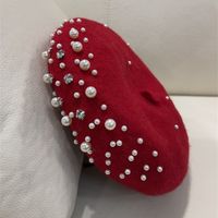 Women's Simple Style Solid Color Pearl Beret Hat sku image 6