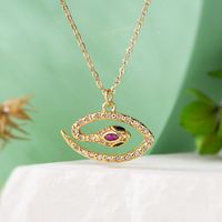 Simple Style Snake Copper Plating Inlay Zircon 18k Gold Plated Pendant Necklace sku image 1