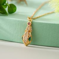 Simple Style Snake Copper Plating Inlay Zircon 18k Gold Plated Pendant Necklace sku image 2