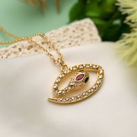 Simple Style Snake Copper Plating Inlay Zircon 18k Gold Plated Pendant Necklace main image 2