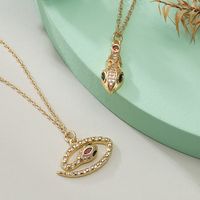 Simple Style Snake Copper Plating Inlay Zircon 18k Gold Plated Pendant Necklace main image 1