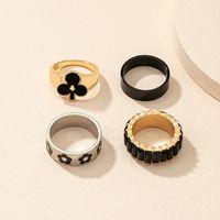 Hip-hop Vintage Style Lady Flower Alloy Enamel Plating Inlay Artificial Rhinestones 14k Gold Plated Women's Rings main image 3