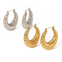 1 Pair Simple Style Classic Style Circle Twist Plating 304 Stainless Steel Hoop Earrings main image 4