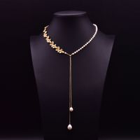 Elegant Retro Geometric Copper Plating Inlay Pearl 18k Gold Plated Sweater Chain sku image 4