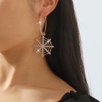 1 Pair Hip-Hop Exaggerated Streetwear Spider Web Hollow Out Inlay Alloy Iron Rhinestones Drop Earrings main image 1