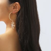 1 Pair Hip-Hop Exaggerated Streetwear Spider Web Hollow Out Inlay Alloy Iron Rhinestones Drop Earrings main image 5