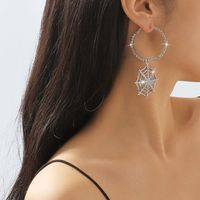 1 Pair Hip-Hop Exaggerated Streetwear Spider Web Hollow Out Inlay Alloy Iron Rhinestones Drop Earrings main image 4