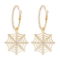1 Pair Hip-Hop Exaggerated Streetwear Spider Web Hollow Out Inlay Alloy Iron Rhinestones Drop Earrings main image 2