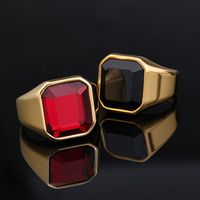 Fashion Square Stainless Steel Inlay Artificial Gemstones Men's Rings main image 3