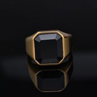 Fashion Square Stainless Steel Inlay Artificial Gemstones Men's Rings main image 5