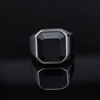 Fashion Square Stainless Steel Inlay Artificial Gemstones Men's Rings main image 6