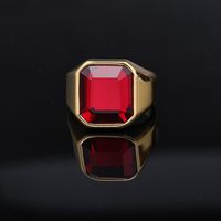 Fashion Square Stainless Steel Inlay Artificial Gemstones Men's Rings main image 8