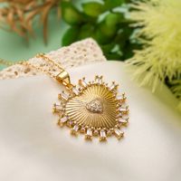 Simple Style Heart Shape Copper Plating Inlay Zircon 18k Gold Plated Pendant Necklace sku image 1