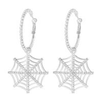 1 Pair Hip-Hop Exaggerated Streetwear Spider Web Hollow Out Inlay Alloy Iron Rhinestones Drop Earrings sku image 2