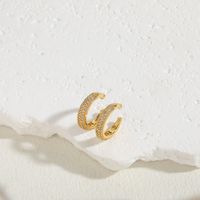 1 Pair Simple Style Round Plating Inlay Copper Zircon 14k Gold Plated Ear Cuffs main image 7