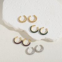 1 Pair Simple Style Round Plating Inlay Copper Zircon 14k Gold Plated Ear Cuffs main image 4