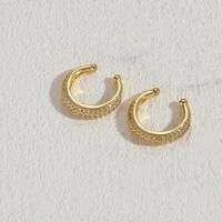 1 Pair Simple Style Round Plating Inlay Copper Zircon 14k Gold Plated Ear Cuffs sku image 2