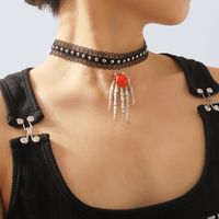 Wholesale Jewelry Gothic Exaggerated Streetwear Rose Spider Plastic Cloth Iron Lace Choker main image 4