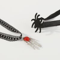 Wholesale Jewelry Gothic Exaggerated Streetwear Rose Spider Plastic Cloth Iron Lace Choker main image 3