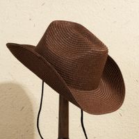 Unisex Casual Solid Color Wide Eaves Straw Hat sku image 2
