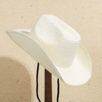 Unisex Casual Solid Color Wide Eaves Straw Hat main image 2