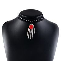 Wholesale Jewelry Gothic Exaggerated Streetwear Rose Spider Plastic Cloth Iron Lace Choker sku image 2