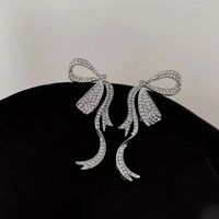 1 Pair Ig Style Korean Style Bow Knot Inlay Alloy Rhinestones Drop Earrings main image 3