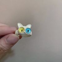 Simple Style Cat Copper Inlay Opal Open Rings sku image 6