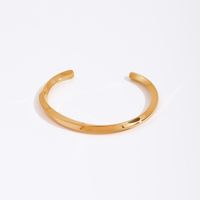 Simple Style Solid Color Stainless Steel 18k Gold Plated Cuff Bracelets sku image 3