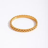 Simple Style Solid Color Stainless Steel 18k Gold Plated Cuff Bracelets sku image 4