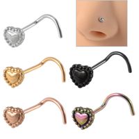 Streetwear Cool Style Heart Shape Stainless Steel Nose Studs main image 1