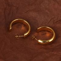 1 Pair Casual Modern Style Classic Style C Shape Plating Stainless Steel 14k Gold Plated Ear Studs main image 2