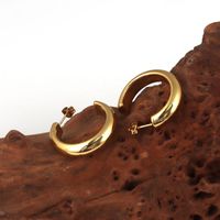 1 Pair Casual Modern Style Classic Style C Shape Plating Stainless Steel 14k Gold Plated Ear Studs main image 1
