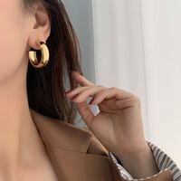 1 Pair Casual Modern Style Classic Style C Shape Plating Stainless Steel 14k Gold Plated Ear Studs main image 3