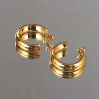1 Pair Casual Modern Style Classic Style C Shape Plating Stainless Steel 14k Gold Plated Ear Studs main image 4