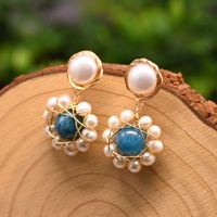 1 Pair Retro Sweet Multicolor Plating Crystal Freshwater Pearl Copper 18k Gold Plated Drop Earrings main image 1