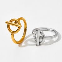 304 Stainless Steel 16K Gold Plated White Gold Plated Gold Plated Simple Style Plating Solid Color Rings main image 5