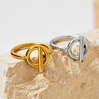 304 Stainless Steel 16K Gold Plated White Gold Plated Gold Plated Simple Style Plating Solid Color Rings main image 1