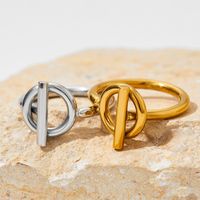 304 Stainless Steel 16K Gold Plated White Gold Plated Gold Plated Simple Style Plating Solid Color Rings main image 4