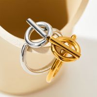 304 Stainless Steel 16K Gold Plated White Gold Plated Gold Plated Simple Style Plating Solid Color Rings main image 3