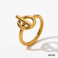 304 Stainless Steel 16K Gold Plated White Gold Plated Gold Plated Simple Style Plating Solid Color Rings sku image 8